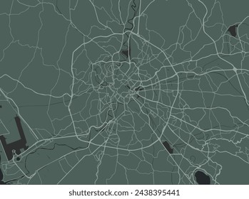 Vector city map of Roma Metropolis in Italy with white roads isolated on a green background.