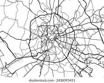 Stadtplan von Roma Metropolis in Italien mit schwarzen Straßen isoliert auf einem weißen Hintergrund.