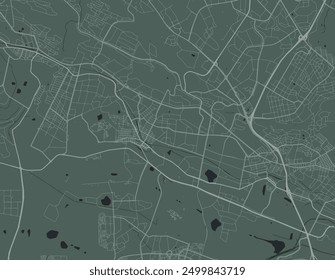 Vector city map of Roodepoort in South Africa with white roads isolated on a green background.