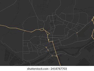 Vector city map of Rostov in the Russian Federation with yellow roads isolated on a brown background.