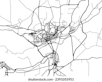 Vector city map of Rostov-na-Donu in the Russian Federation with black roads isolated on a white background.