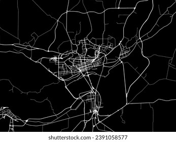 Vector city map of Rostov-na-Donu in the Russian Federation with white roads isolated on a black background.