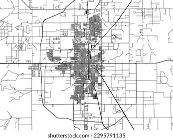 Mapa de la ciudad vectorial de Roswell Nuevo México en los Estados Unidos de América con carreteras negras aisladas en un fondo blanco.