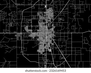 Vector city map of Roswell New Mexico in the United States of America with white roads isolated on a black background.