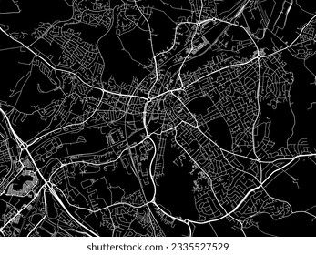 Vector city map of Rotherham in the United Kingdom with white roads isolated on a black background.