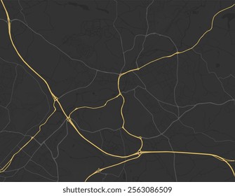 Vector city map of Rotherham in the United Kingdom with yellow roads isolated on a brown background.