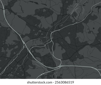 Vector city map of Rotherham in the United Kingdom with white roads isolated on a grey background.