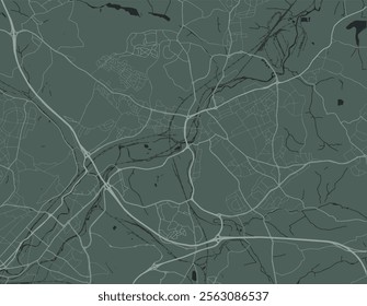 Vector city map of Rotherham in the United Kingdom with white roads isolated on a green background.