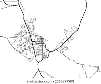 Vector city map of Rotorua in New Zealand with black roads isolated on a white background.