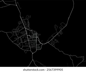 Vector city map of Rotorua in New Zealand with white roads isolated on a black background.