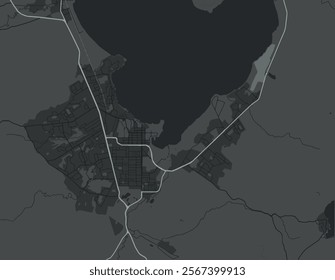 Vector city map of Rotorua in New Zealand with white roads isolated on a grey background.