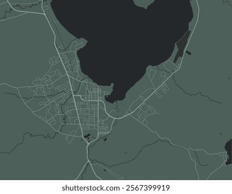 Vector city map of Rotorua in New Zealand with white roads isolated on a green background.