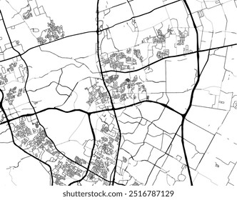Vector city map of Round Rock Texas in the United States of America with black roads isolated on a white background.