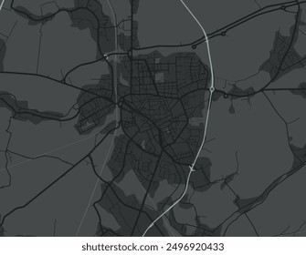 Vector city map of Rovigo in Italy with white roads isolated on a grey background.