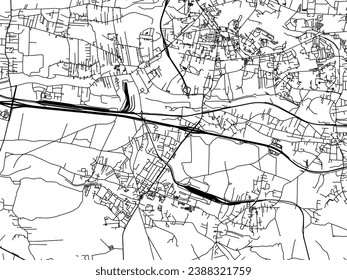 Mapa de la ciudad vectorial de Ruda Slaska en Polonia con carreteras negras aisladas en un fondo blanco.