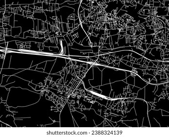 Vector city map of Ruda Slaska in Poland with white roads isolated on a black background.