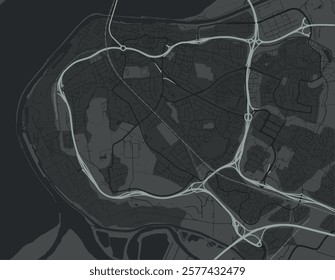 Vector city map of Runcorn in the United Kingdom with white roads isolated on a grey background.