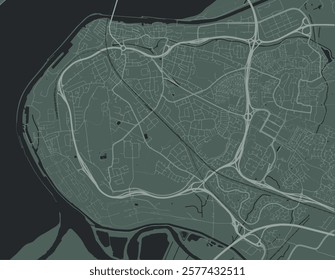 Vector city map of Runcorn in the United Kingdom with white roads isolated on a green background.