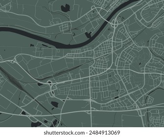 Vector city map of Russelsheim am Main in Germany with white roads isolated on a green background.