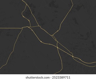 Vector city map of Rustenburg in South Africa with yellow roads isolated on a brown background.