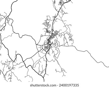 Vector city map of Sabt Alalayah in the Kingdom of Saudi Arabia with black roads isolated on a white background.