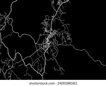 Vector city map of Sabt Alalayah in Brazil with white roads isolated on a black background.