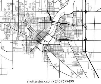 Vector city map of Saginaw Michigan in the United States of America with black roads isolated on a white background.