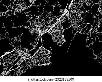 Vector city map of Saint John New Brunswick in Canada with white roads isolated on a black background.