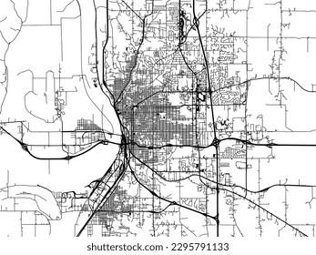 Vector city map of Saint Joseph Missouri in the United States of America with black roads isolated on a white background.