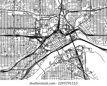 Vector city map of Saint Paul Minnesota in the United States of America with black roads isolated on a white background.