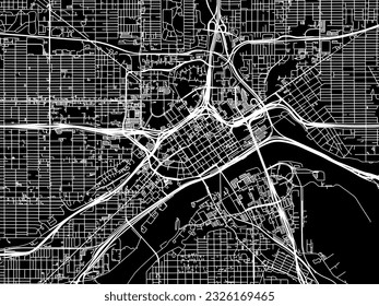 Vector city map of Saint Paul Minnesota in the United States of America with white roads isolated on a black background.