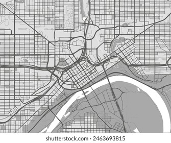 Vector city map of Saint Paul Minnesota in the United States of America with black roads isolated on a grey background.