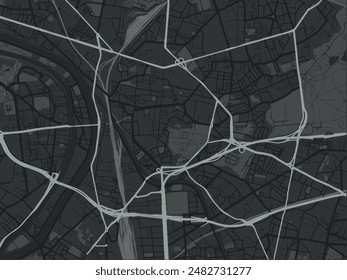 Vector city map of Saint-Denis in France with white roads isolated on a grey background.