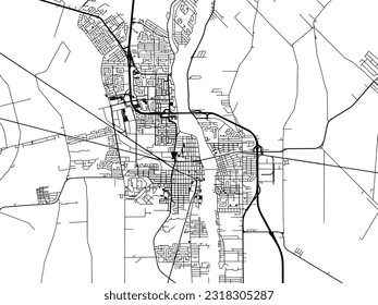 Vector city map of Saint-Jean-sur-Richelieu Quebec in Canada with black roads isolated on a white background.