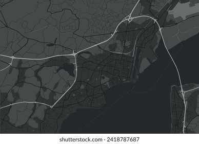 Vector city map of Saint-Nazaire in France with white roads isolated on a grey background.