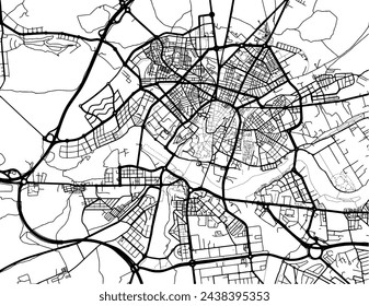 Vector city map of Salamanca in Spain with black roads isolated on a white background.