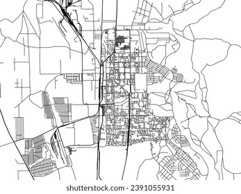 Vector city map of Salavat in the Russian Federation with black roads isolated on a white background.