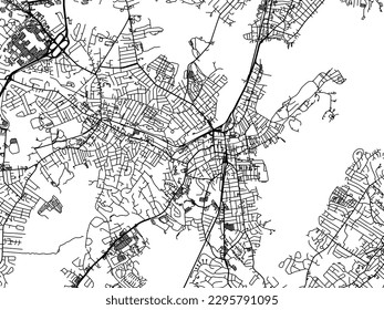 Vector city map of Salem Massachusetts in the United States of America with black roads isolated on a white background.