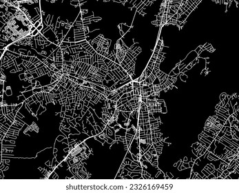 Vector city map of Salem Massachusetts in the United States of America with white roads isolated on a black background.