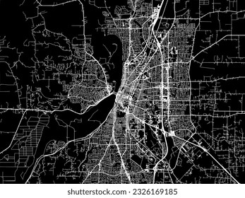 Vector city map of Salem Oregon in the United States of America with white roads isolated on a black background.