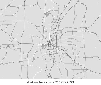 Vector city map of Salem Oregon in the United States of America with black roads isolated on a grey background.