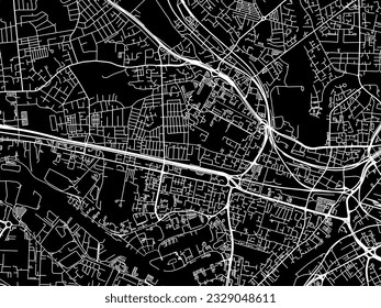 Vector city map of Salford in the United Kingdom with white roads isolated on a black background.