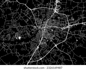 Vector city map of Salisbury Maryland in the United States of America with white roads isolated on a black background.