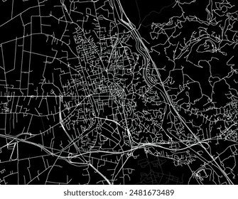 Mapa de la ciudad de Vector de Salon-de-Provence en Francia con carreteras blancas aisladas sobre un fondo negro.