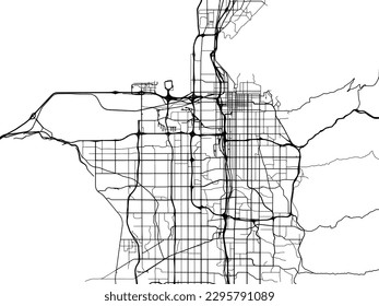 Stadtplan von Salt Lake City Metro Utah in den Vereinigten Staaten von Amerika mit schwarzen Straßen einzeln auf weißem Hintergrund.