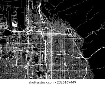 Vector city map of Salt Lake City Utah in the United States of America with white roads isolated on a black background.