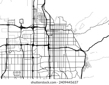 vector city map of Salt Lake City Utah in the United States of America with with water, fields and parks, and roads on a white background.