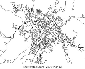 Vector city map of San Andres Tuxtla in Mexico with black roads isolated on a white background.