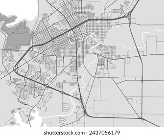 Vector city map of San Angelo Texas in the United States of America with black roads isolated on a grey background.