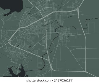 Vector city map of San Angelo Texas in the United States of America with white roads isolated on a green background.